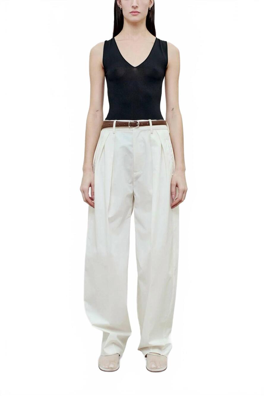NEW KALLMEYER joel pleated starched poplin trouser in ivory